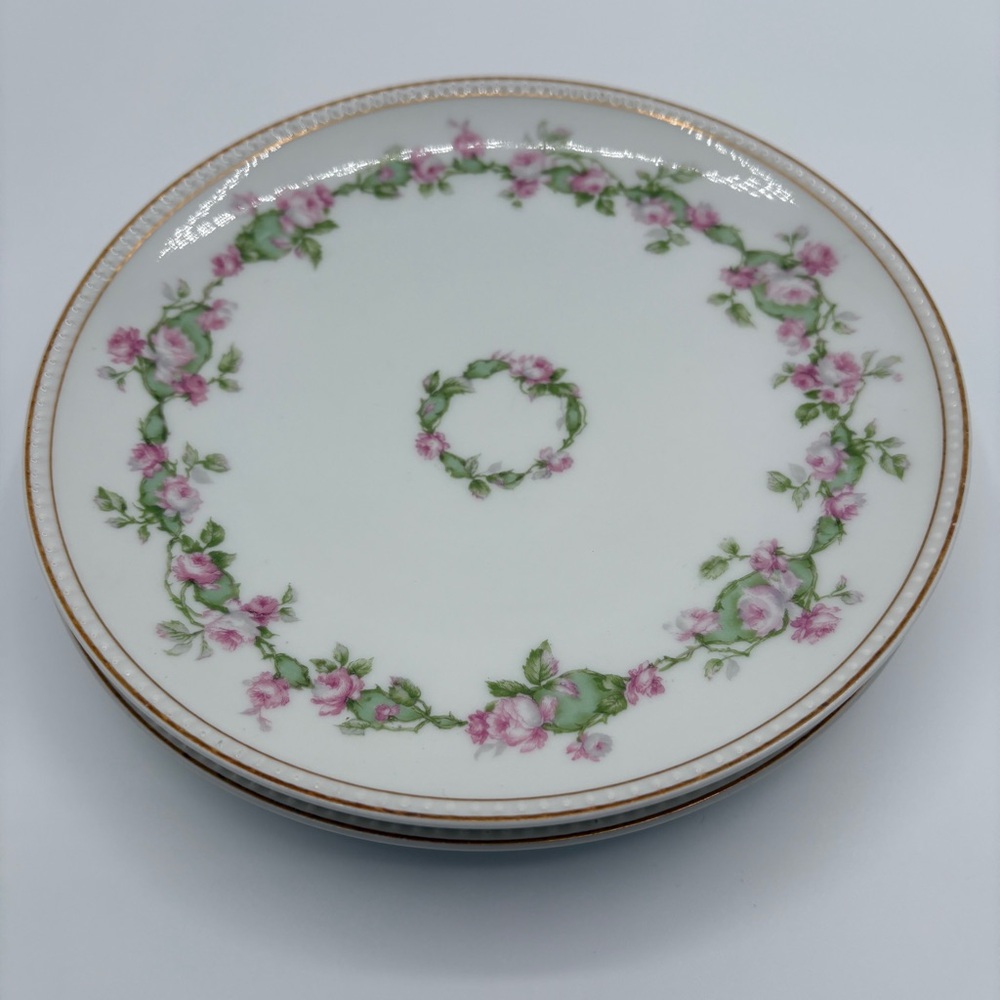 Two Haviland & Co Limoges France Pink Rose Plates